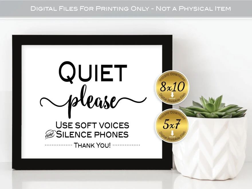 Quiet Please Printable Sign 8x10 And 5x7 Office Decor Use