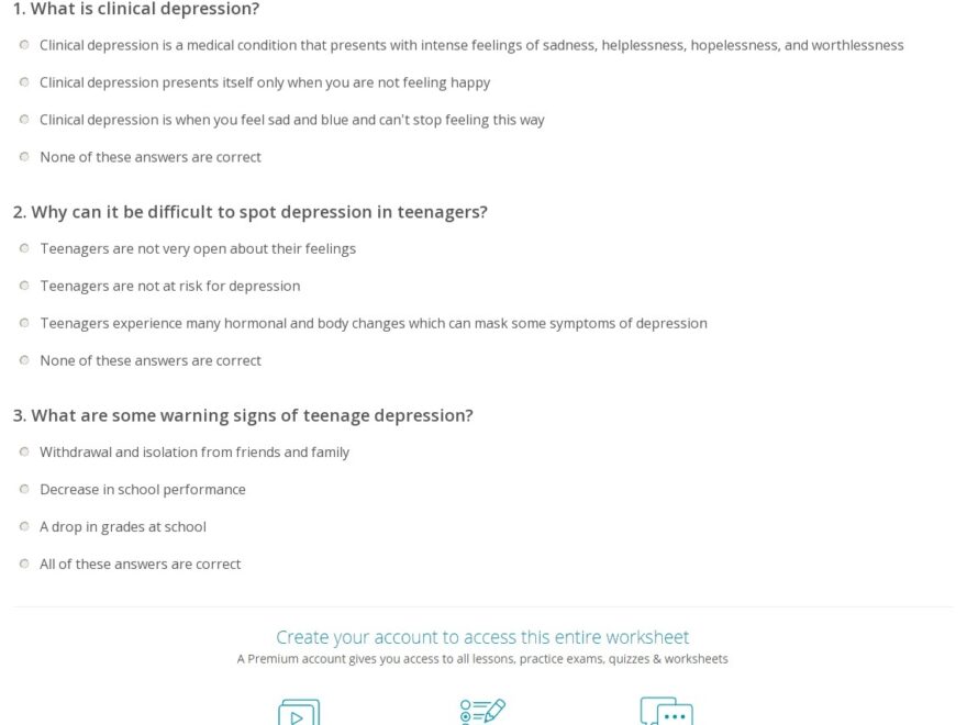 Quiz amp Worksheet Teenagers amp Depression Study