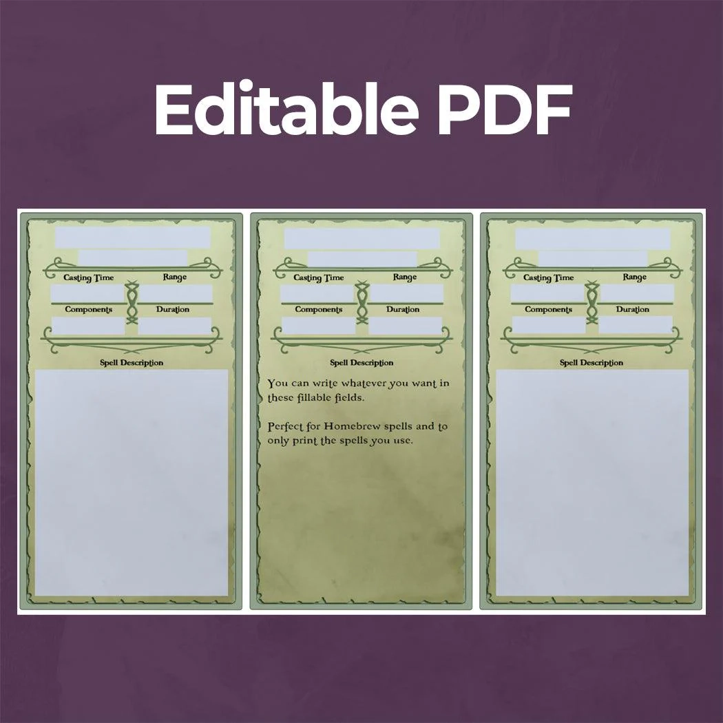 Ranger Spell Cards Fillable PDF Ranger Spell Cards Fillable PDF