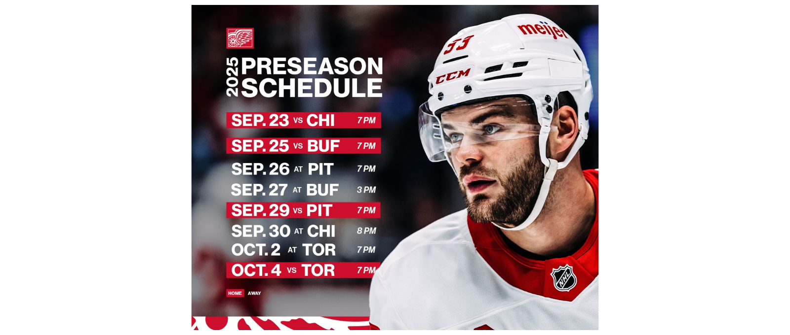 Red Wings Announce 2025 26 Preseason Schedule