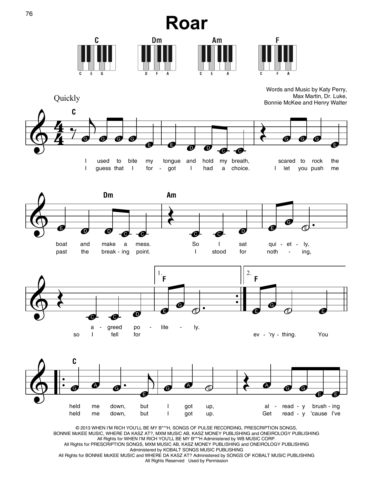 Roar Katy Perry Noten Super Easy Piano PDF Download