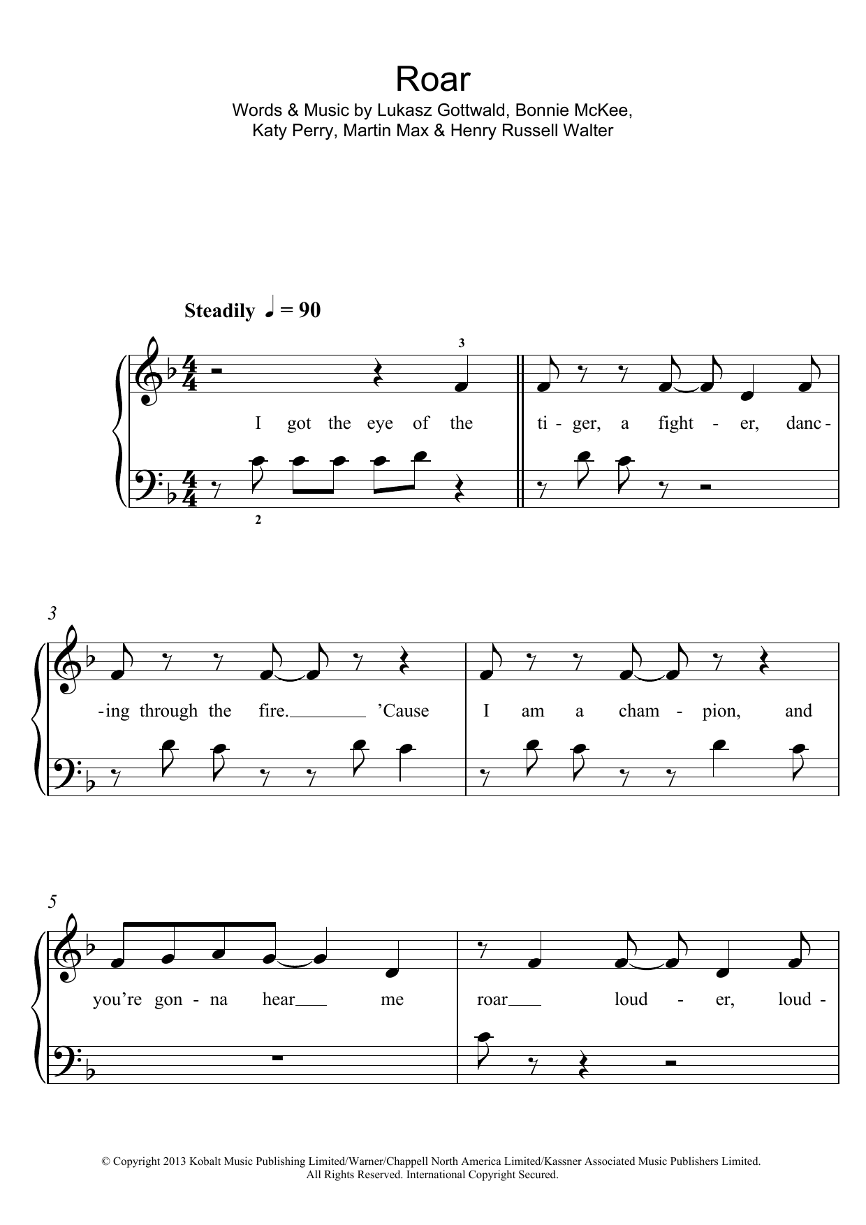 Roar Sheet Music Piano Free Printable