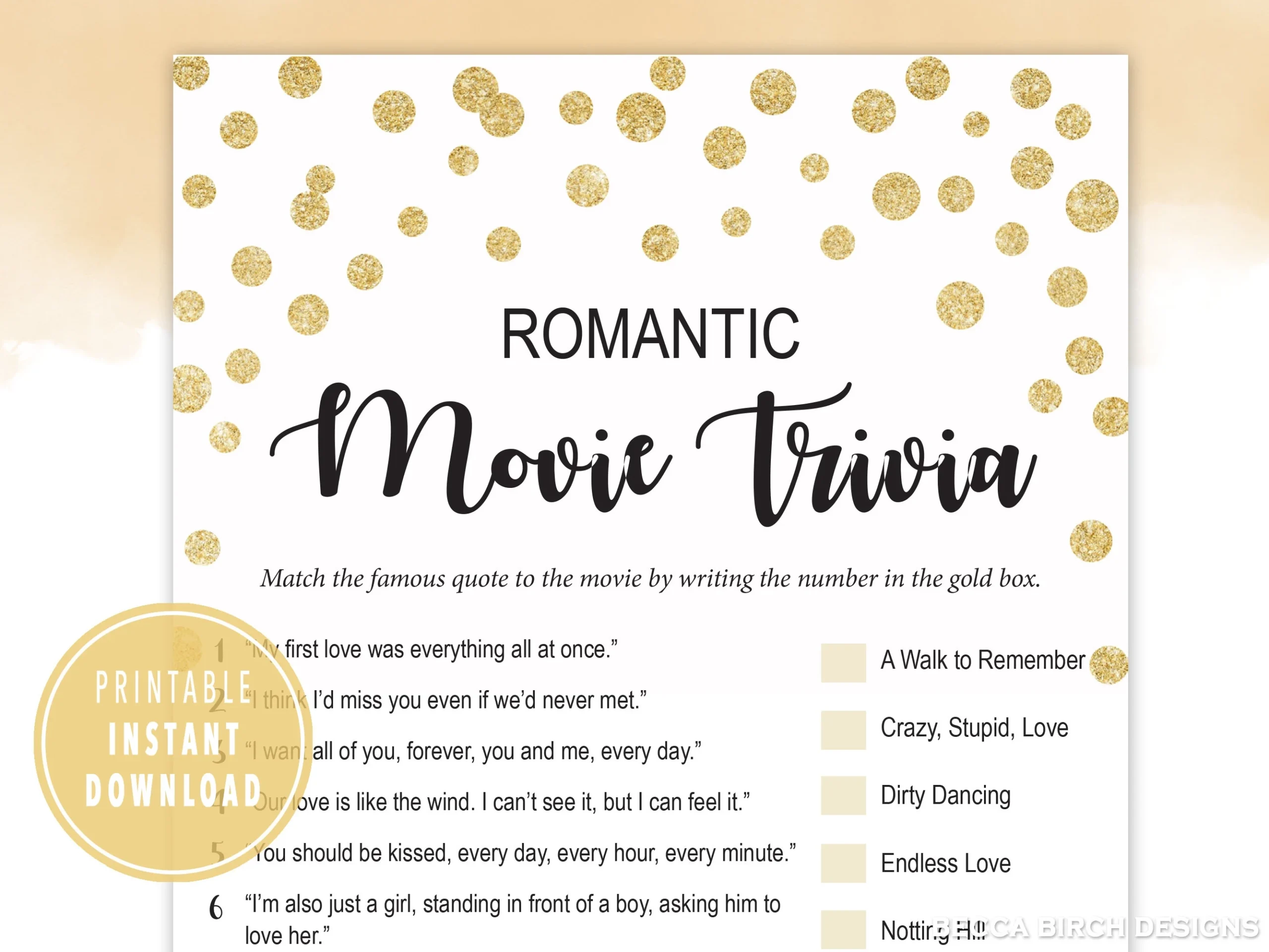 Wedding Movie Trivia Questions Printable