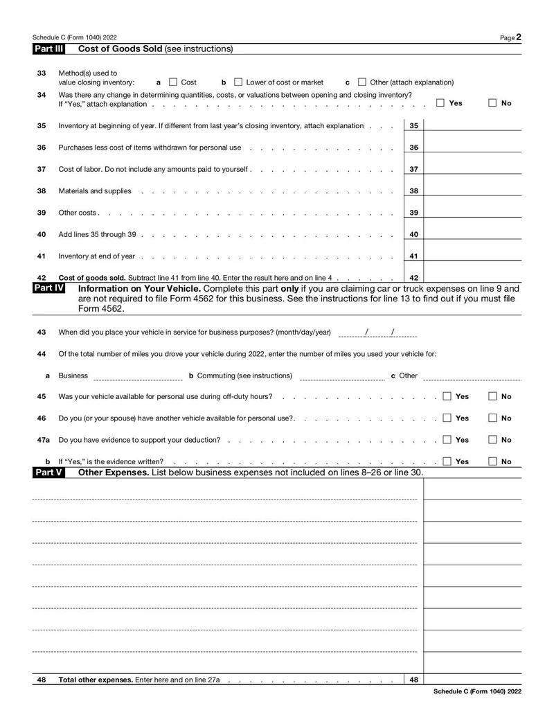 Printable Tax Form 1040 Schedule C