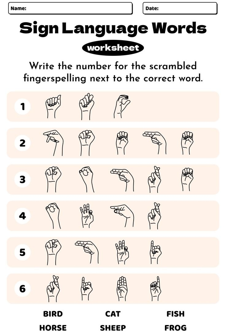Sign Language Free Printable Worksheets