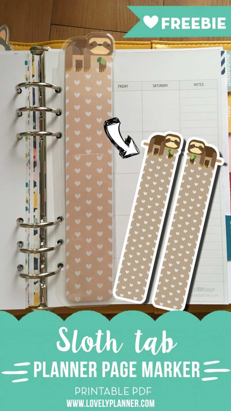 Sloth Page Marker Tab For A5 Planners Free Printable Advent Sloth Page Marker Tab For A5 Planners Free Printable Advent