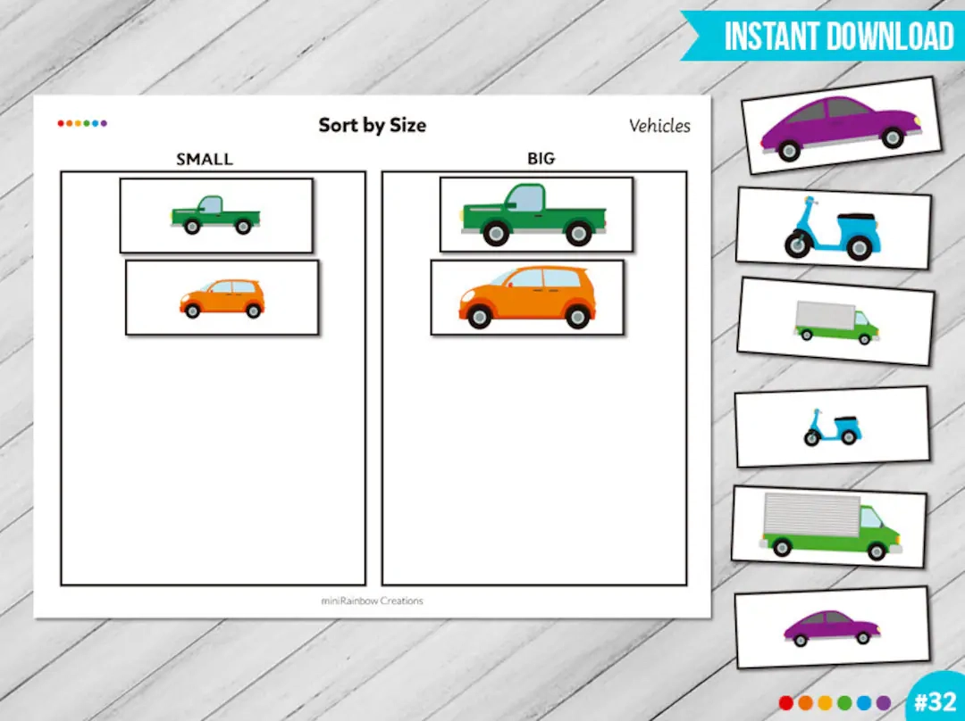 Printable Vehicles With Size Chart Printable Vehicles With Size Chart
