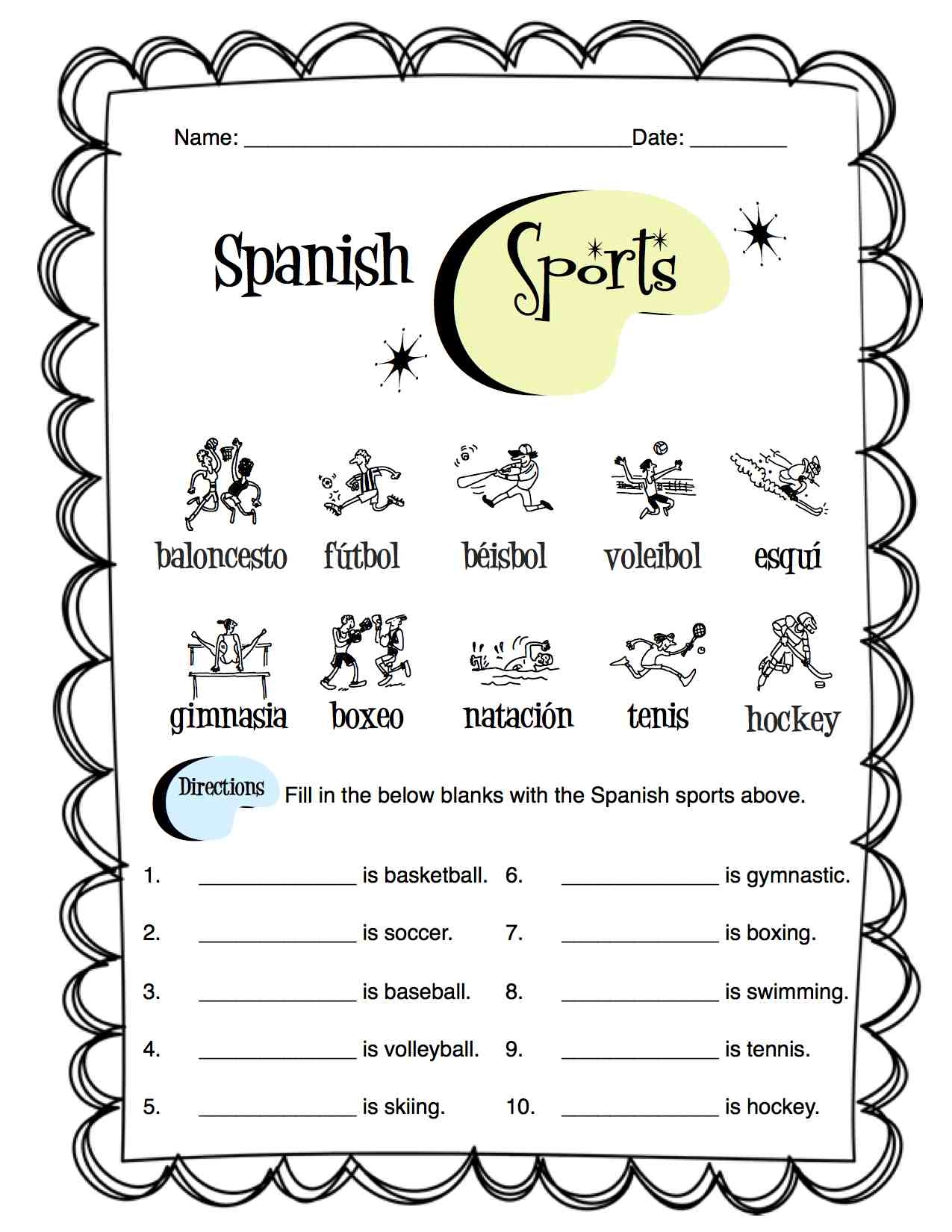 Printable Spanish Activity Sheets