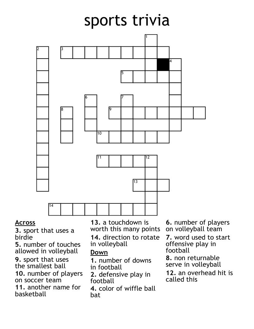 Sports Trivia Crossword WordMint