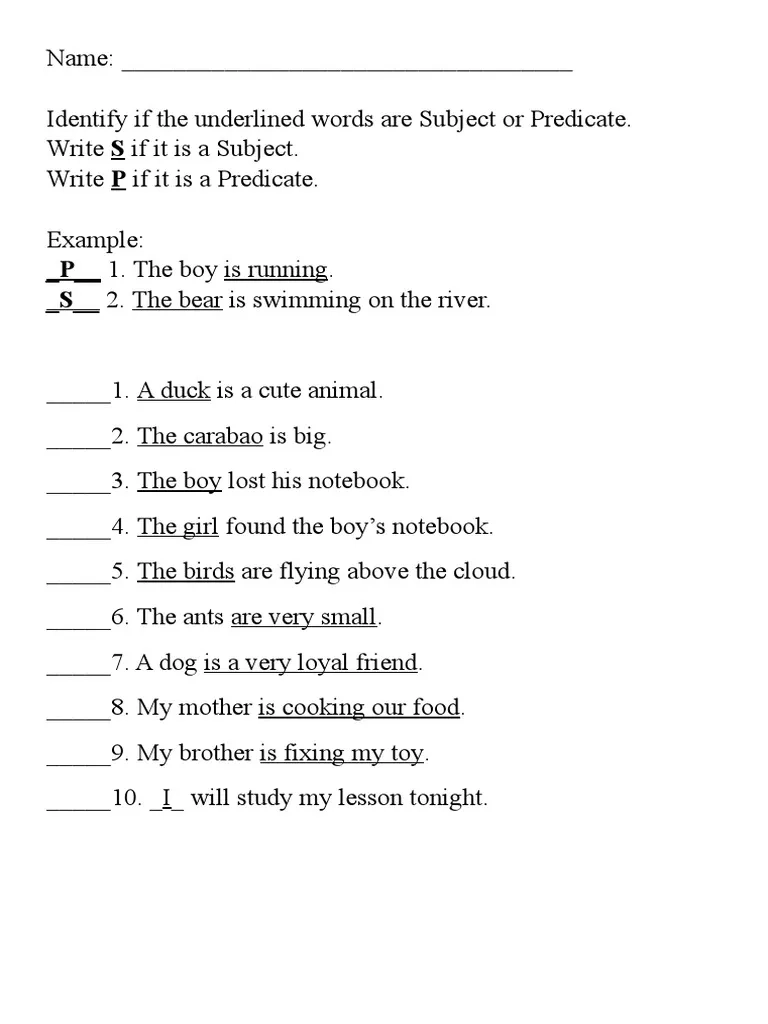 Subject And Predicate PDF Home amp Garden