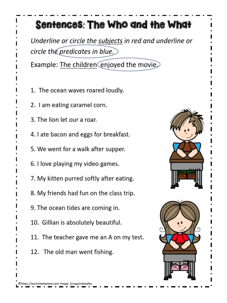 Subject Predicate Printable Quiz