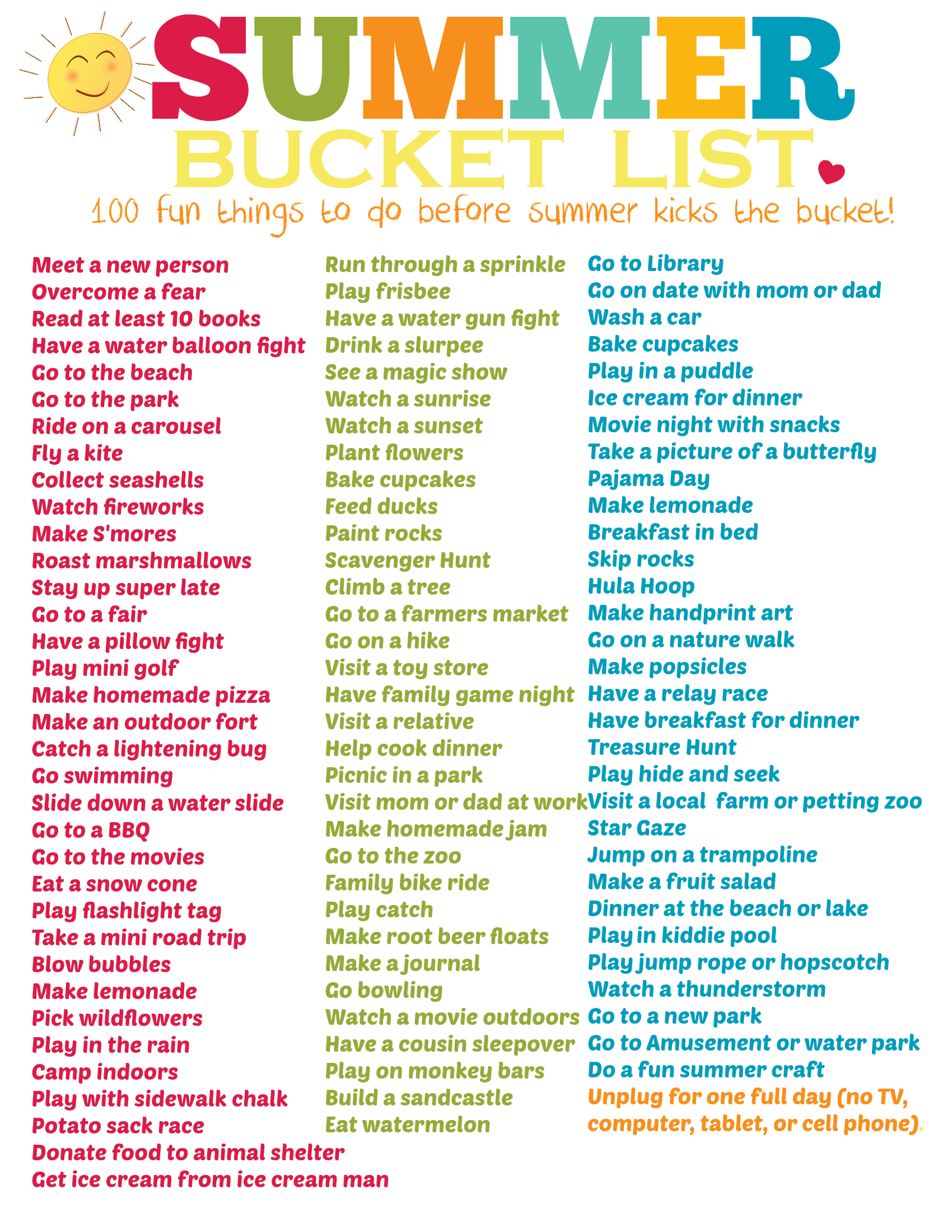 Summer Bucket List For Families Free Printable Kasey Trenum