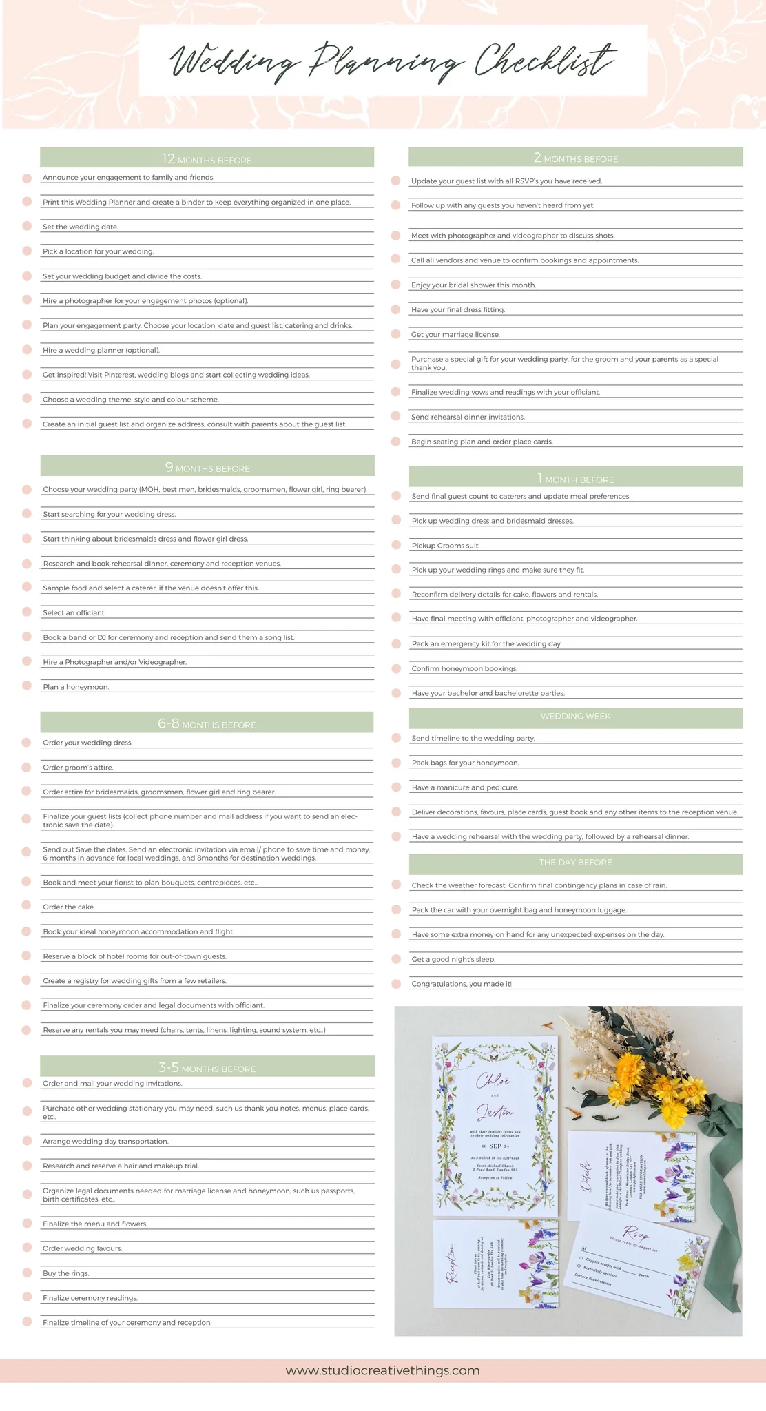 Printable Wedding Planner Sheets