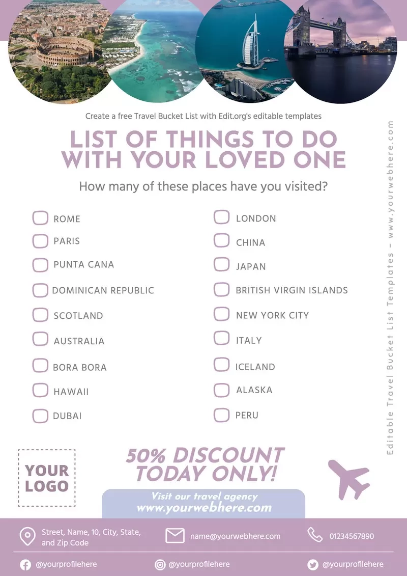 Printable List Of Places To Visit