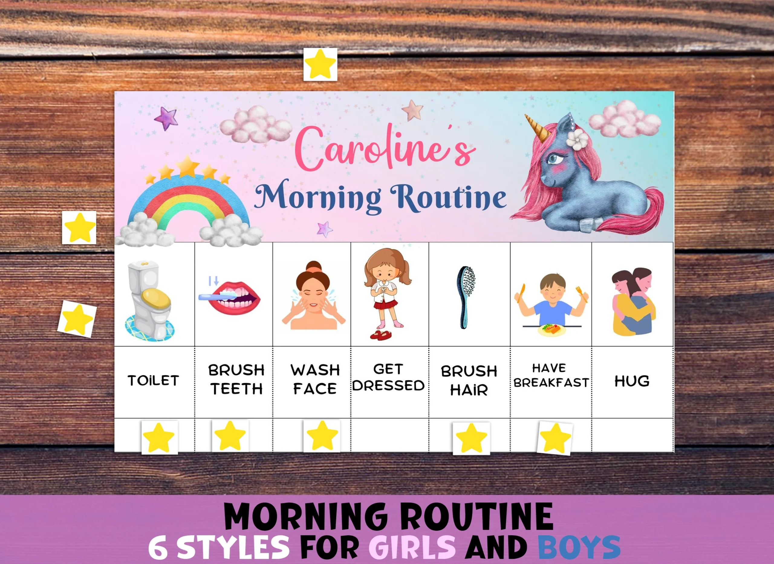 Unicorn Morning Routine Chart For Toddler 6 Printable Morning 