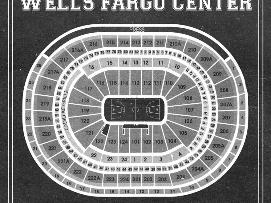 Vintage Wells Fargo Center Seating Chart Print Photo Matte Or