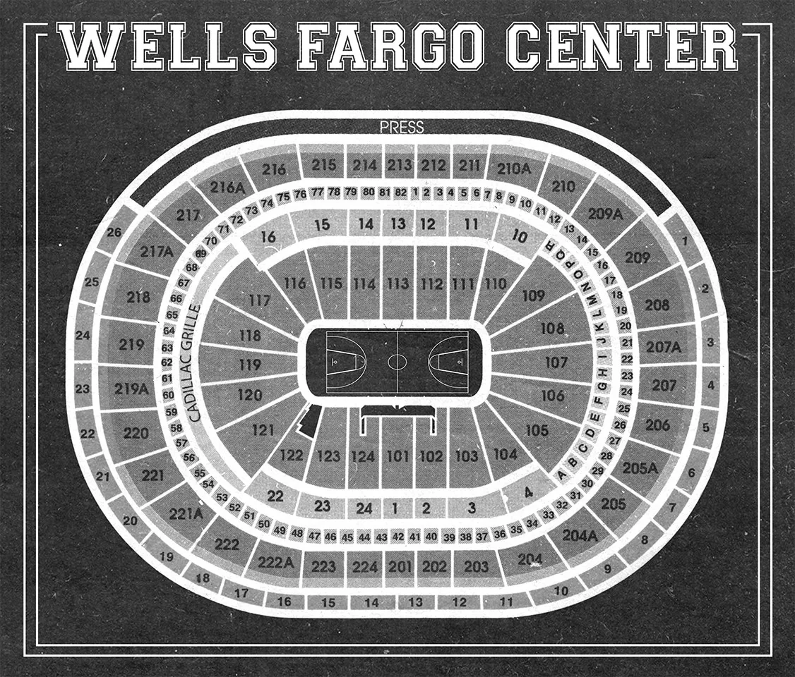 Vintage Wells Fargo Center Seating Chart Print Photo Matte Or Vintage Wells Fargo Center Seating Chart Print Photo Matte Or