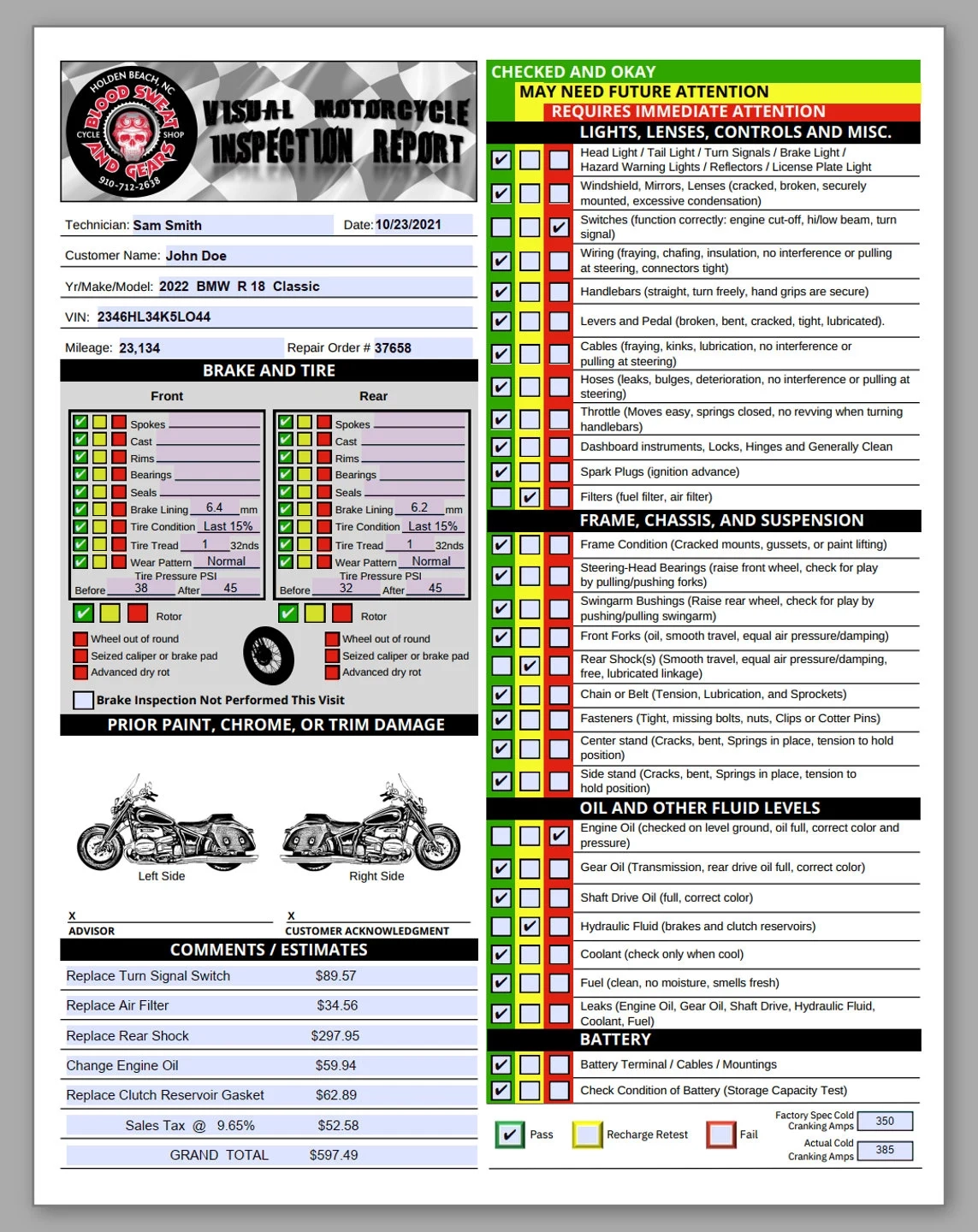 Visual Motorcycle Inspection Report Fillable PDF Multi point Visual Motorcycle Inspection Report Fillable PDF Multi point