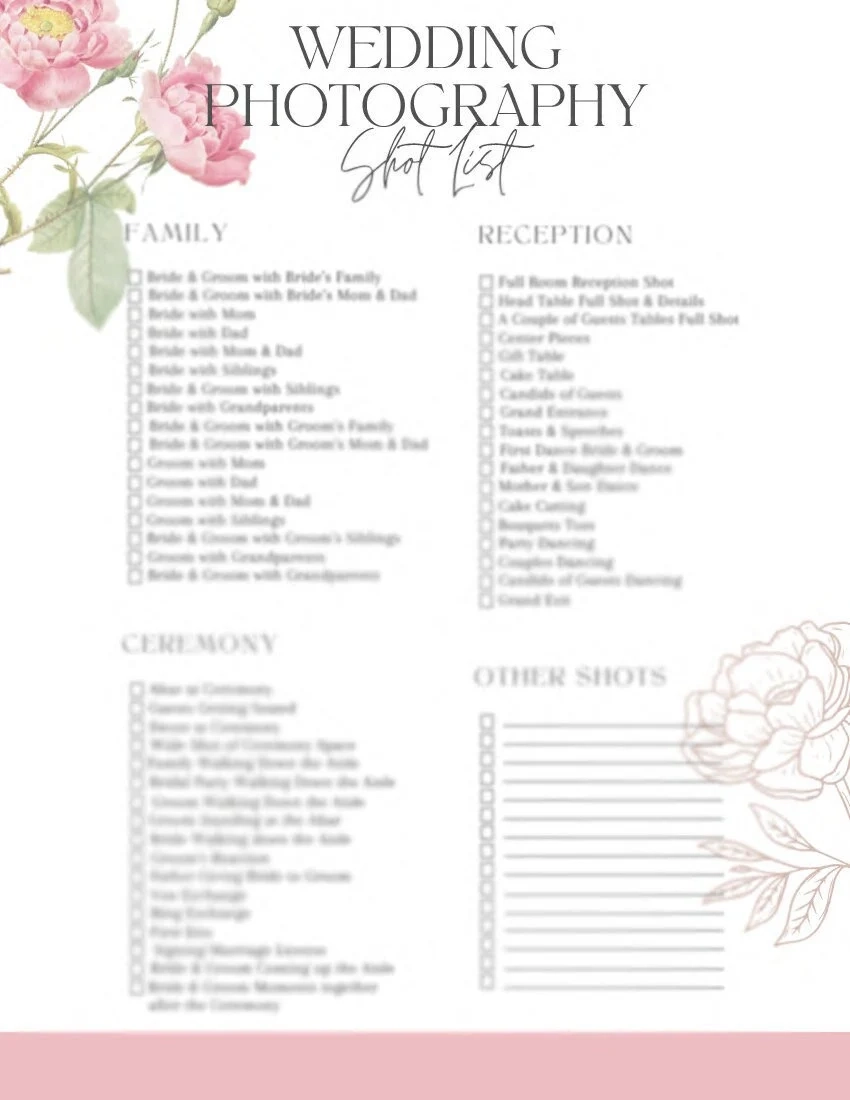 Printable Wedding Photo List