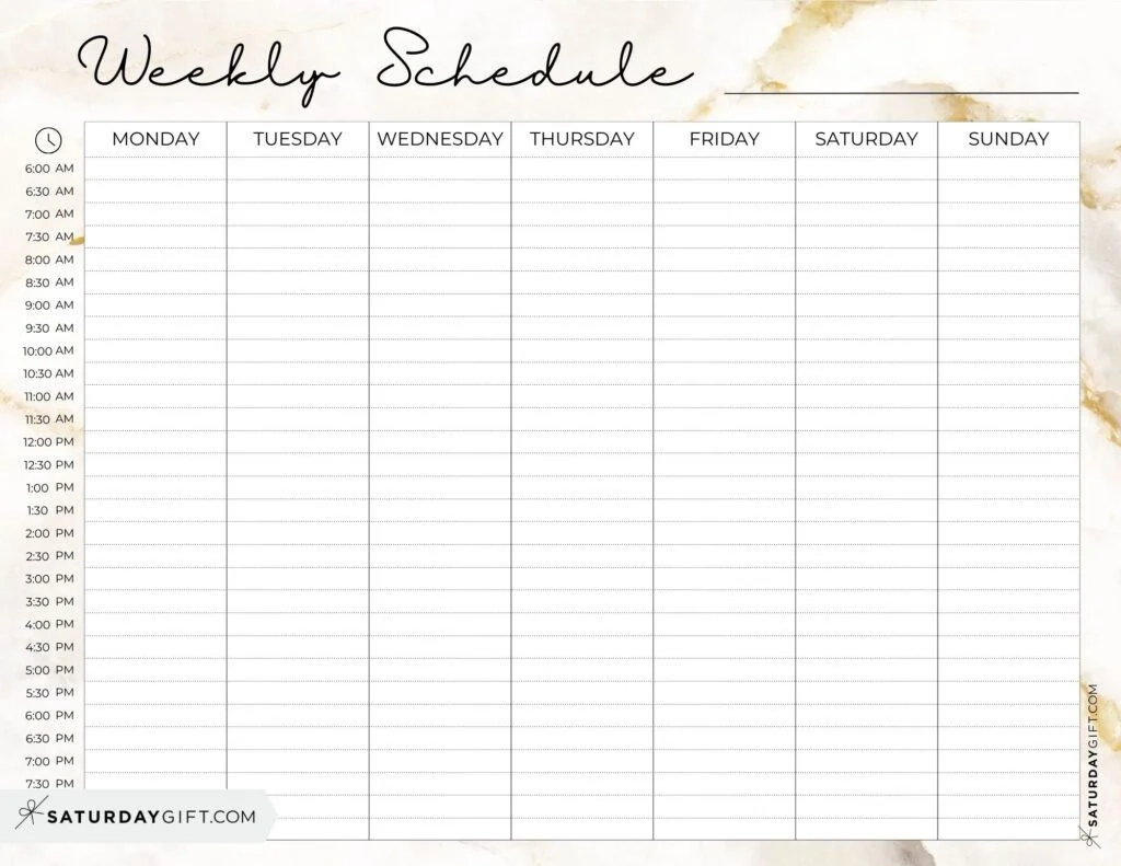 Weekly Hourly Planner Free Printable