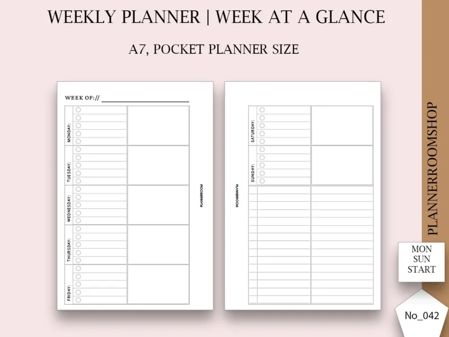 Weekly Planner Printable Pocket Size Weekly Schedule Printable