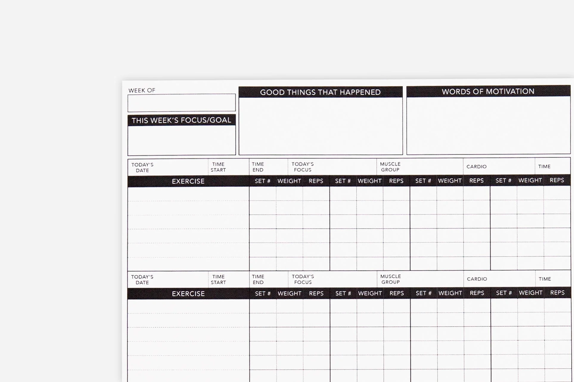 Printable Fitness Log Free Printable Planner
